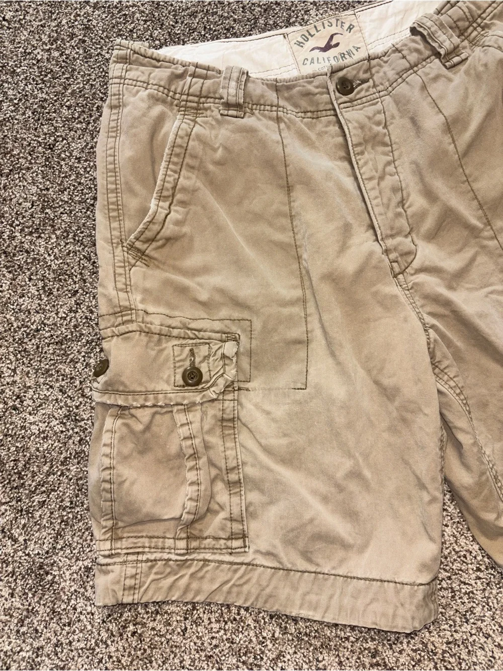 Hollister Cargo Shorts Men's Size 34 Beige Heavy Y2K Pockets Utility Skater Surf